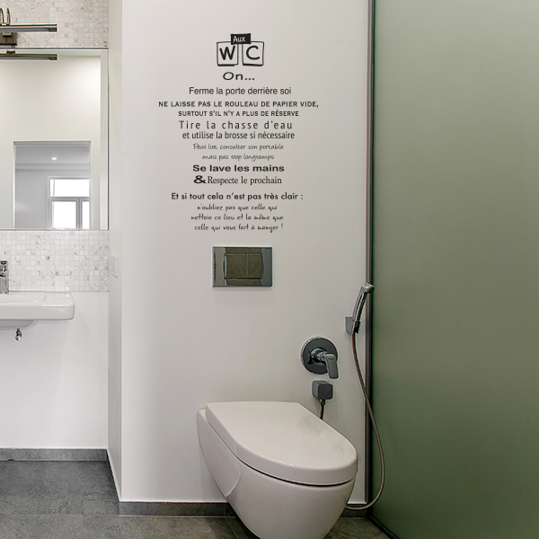Sticker Les règles des toilettes - Déco murale originale pour vos WC -  Concept Extra